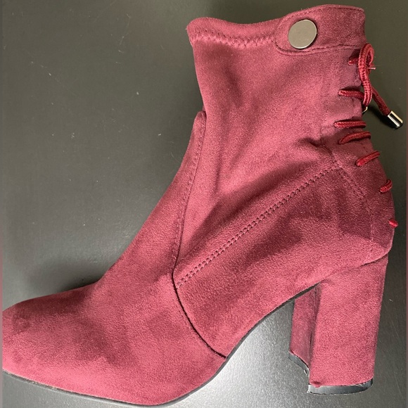 Maroon Suede Booties - Picture 6 of 11